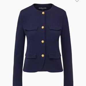 Veronica Beard Kensington Knit Jacket - Navy - Size S